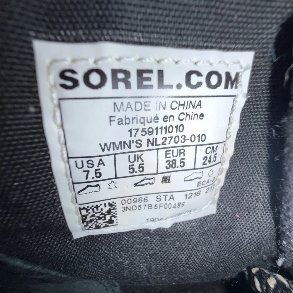 SOREL Boots Joan of Arctic Womens 7.5 Mid Wedge Shearling Black Snow Winter